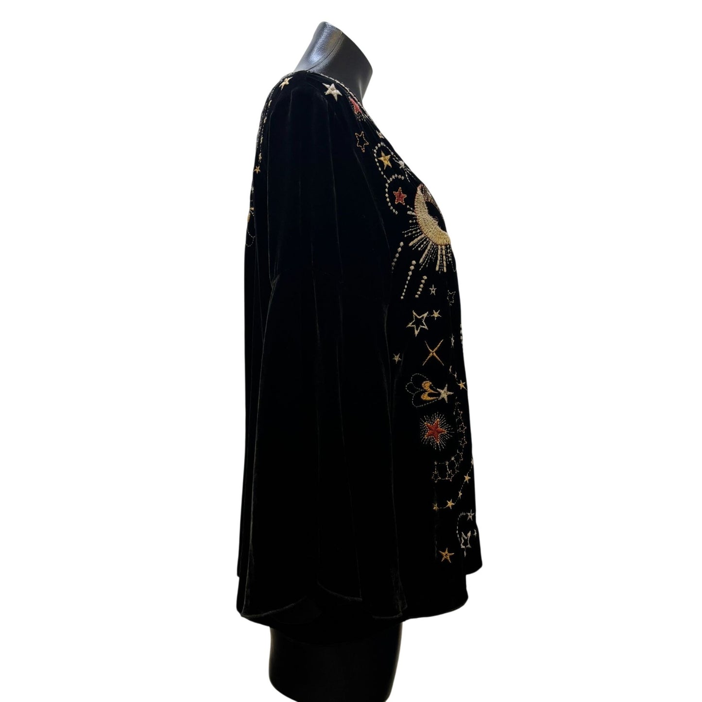 Johnny Was Black Velvet Embroidered Blouse Size M