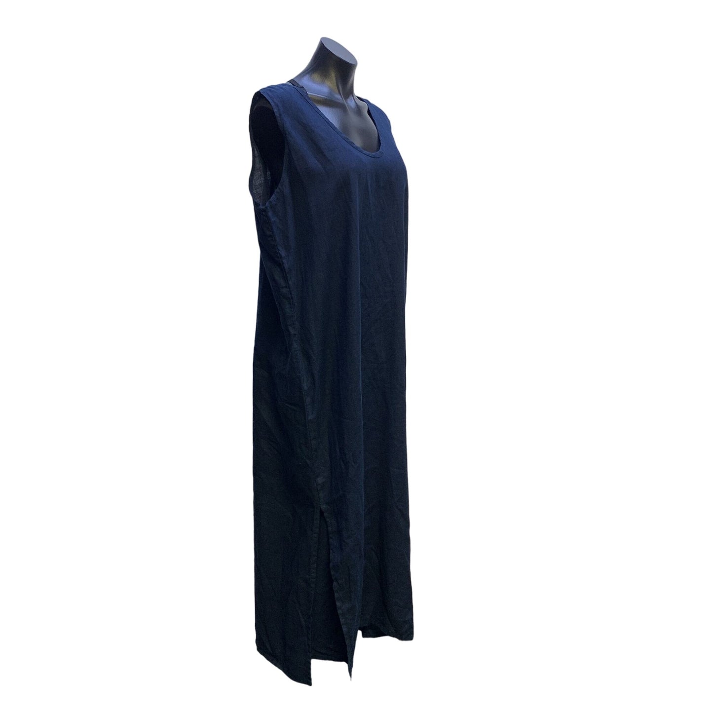 NWT Flax Womens Midnight Blue Classic Tank Maxi Linen Dress Size Large