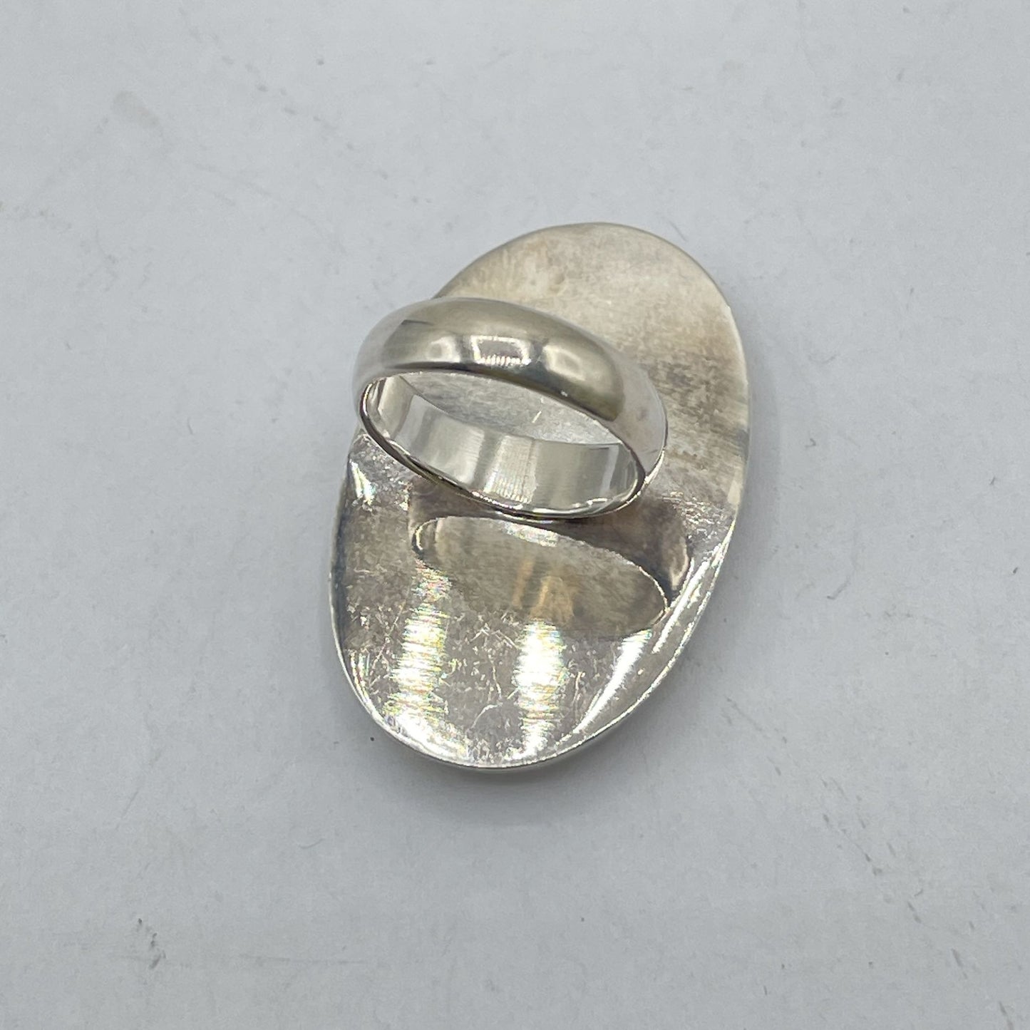 925 Sterling Silver Mother Of Pearl Oval Statement Ring 6