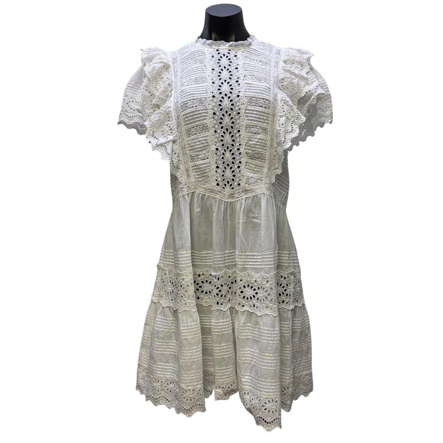 Sea New York White Eyelet Ruffle Mini Dress XS
