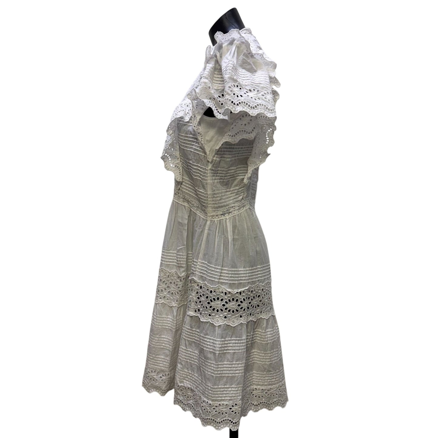 Sea New York White Eyelet Ruffle Mini Dress XS