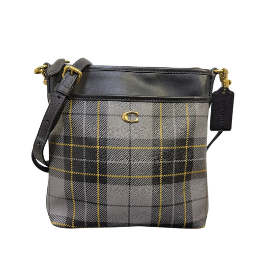 Coach Crossbody Bag Gray/Black Plaid Gold Hardware
