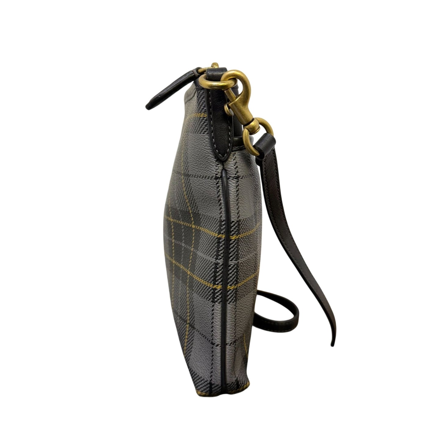 Coach Crossbody Bag Gray/Black Plaid Gold Hardware