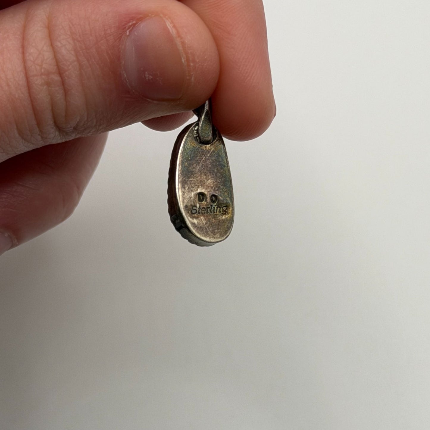 D O 925 Sterling Silver Turquoise Pendant With Brown Gradient Stone Design