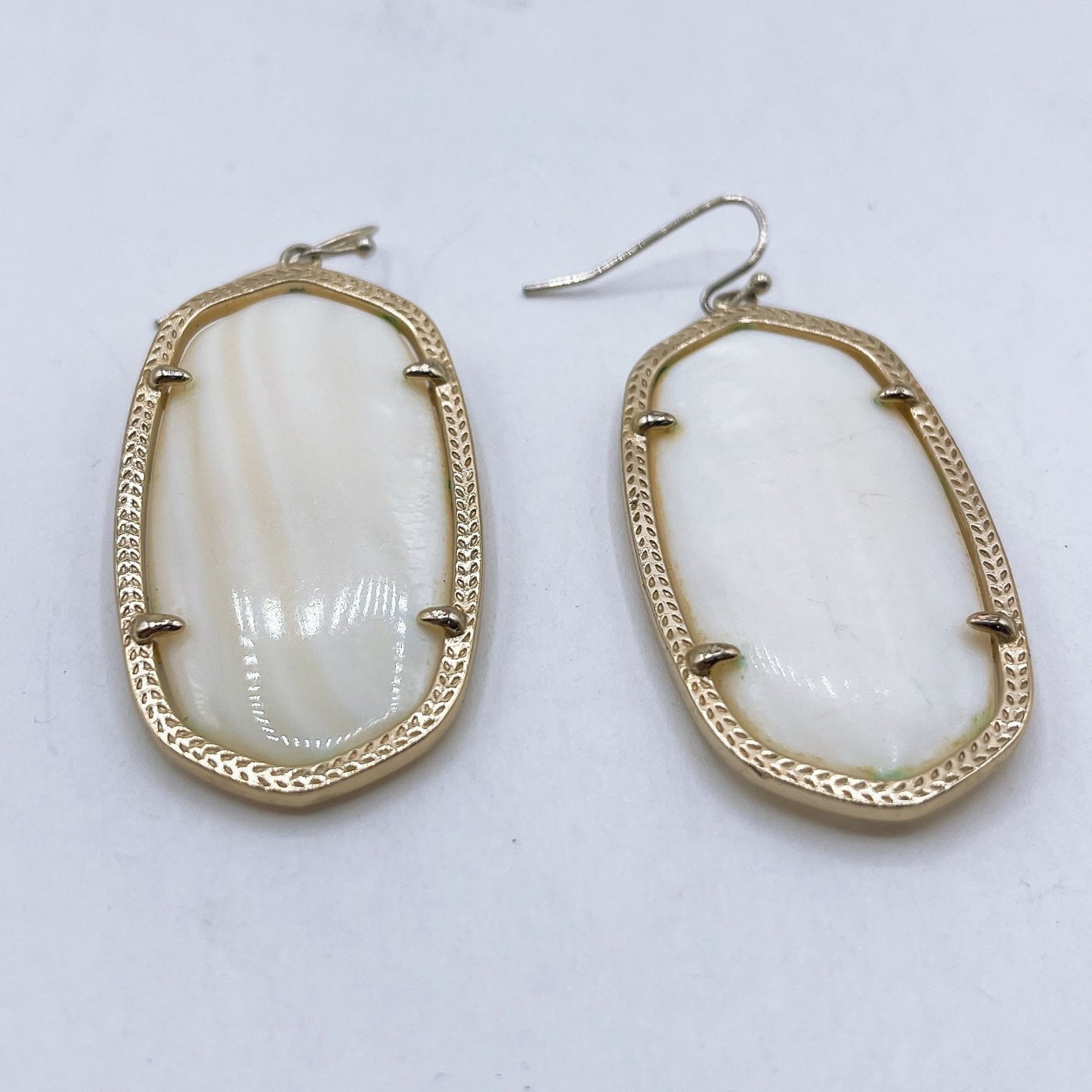 Kendra Scott Gold White Oval Drop Earrings Large