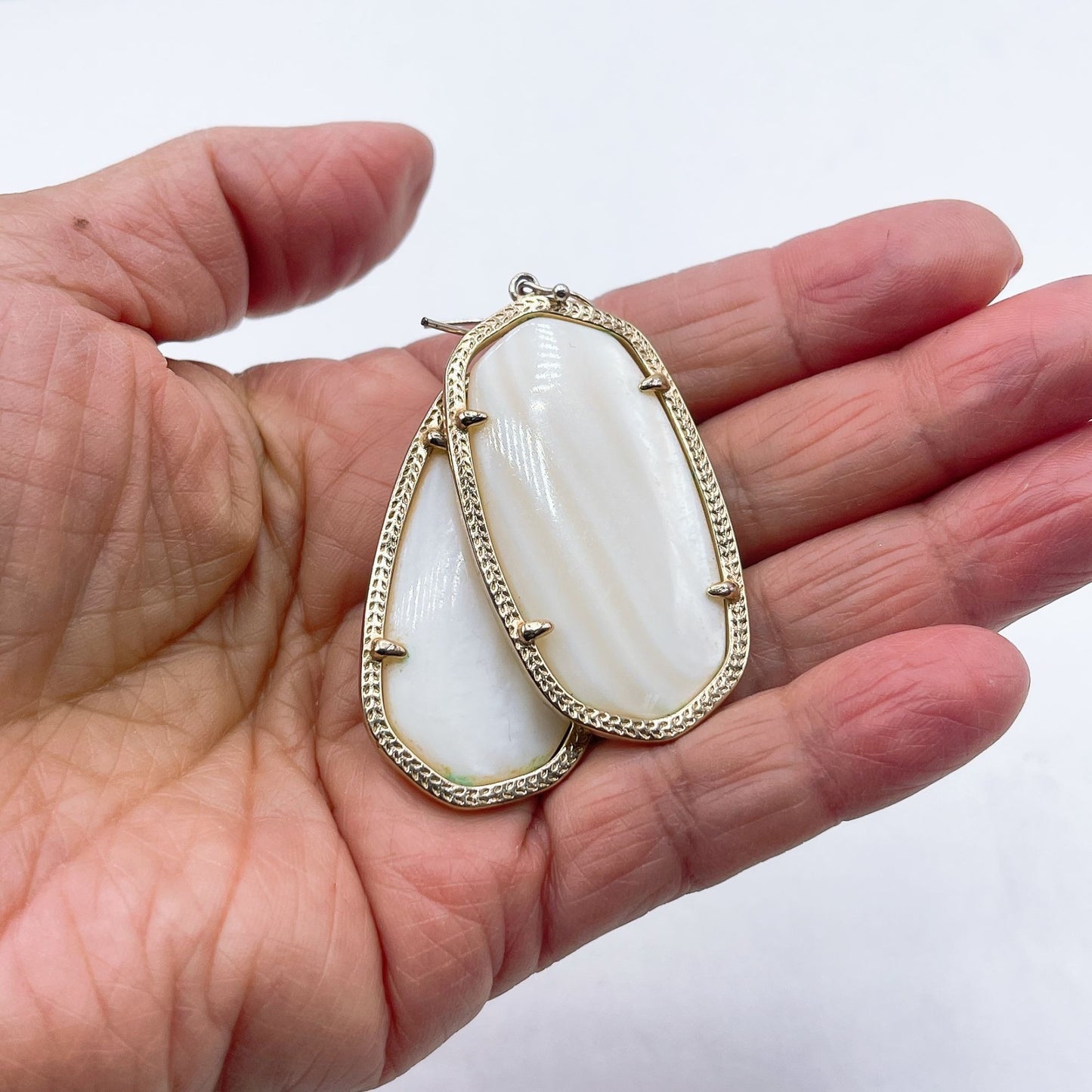 Kendra Scott Gold White Oval Drop Earrings Large