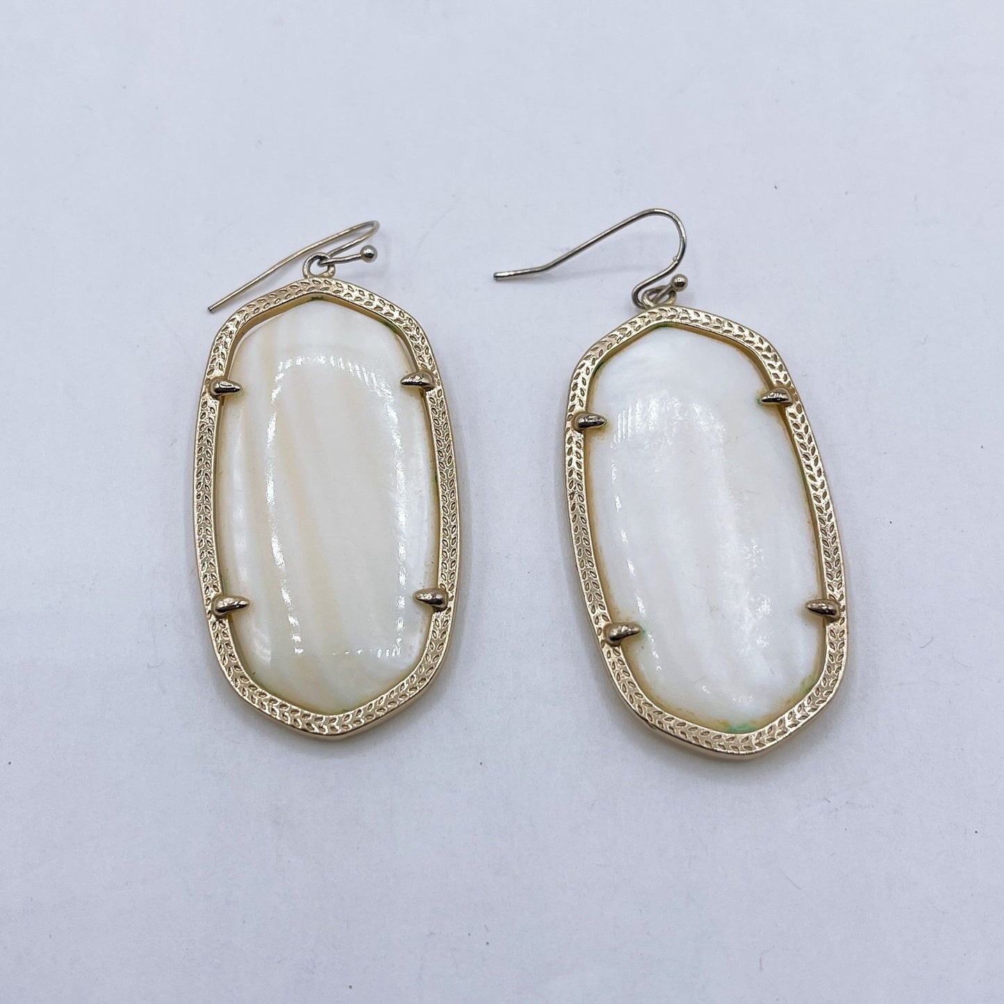 Kendra Scott Gold White Oval Drop Earrings Large