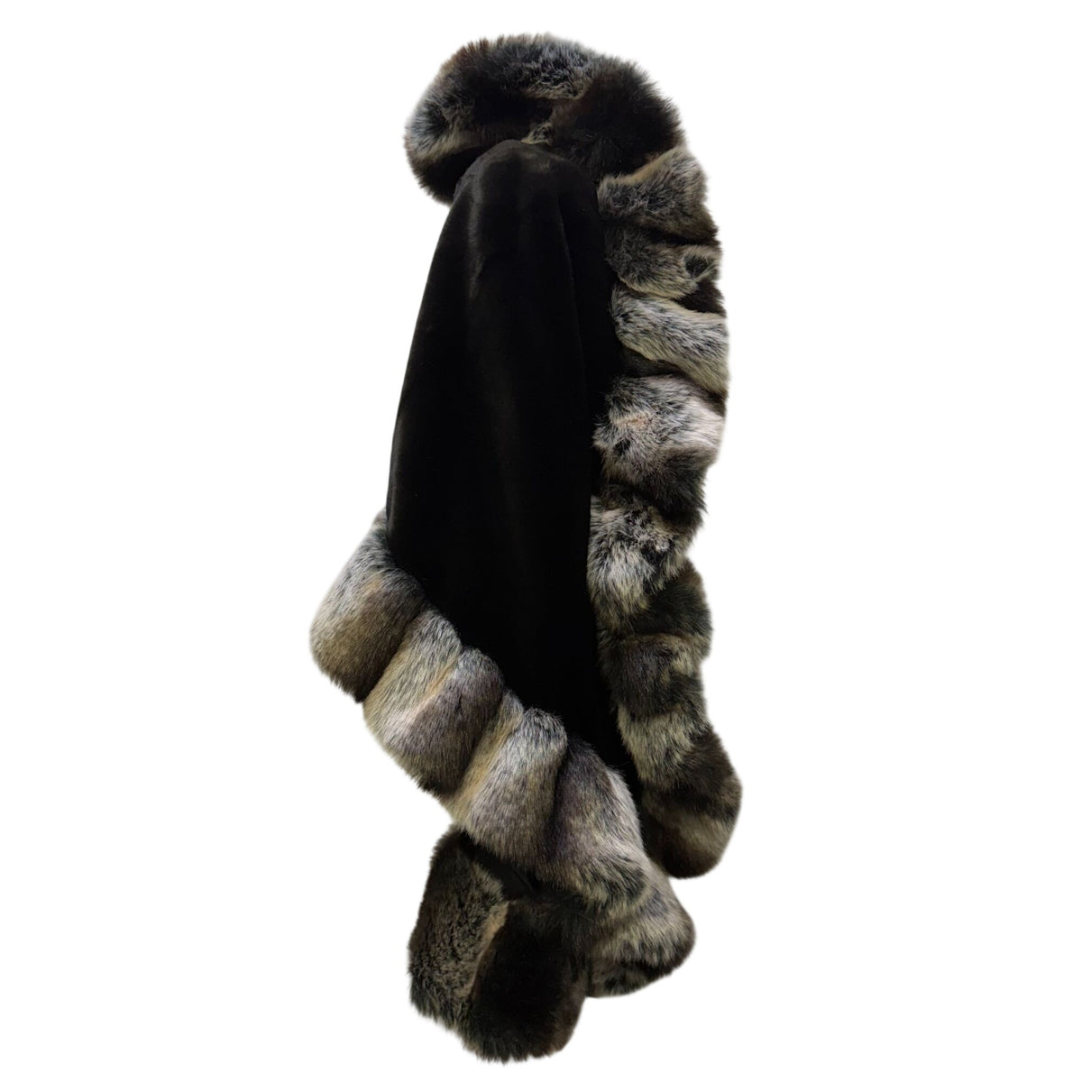 NWT Adore Black Faux Fur Trim Wrap Shawl S/M