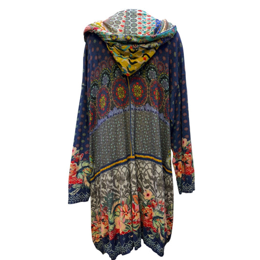 Johnny Was Hooded Cardigan Multicolor Floral Design 2X