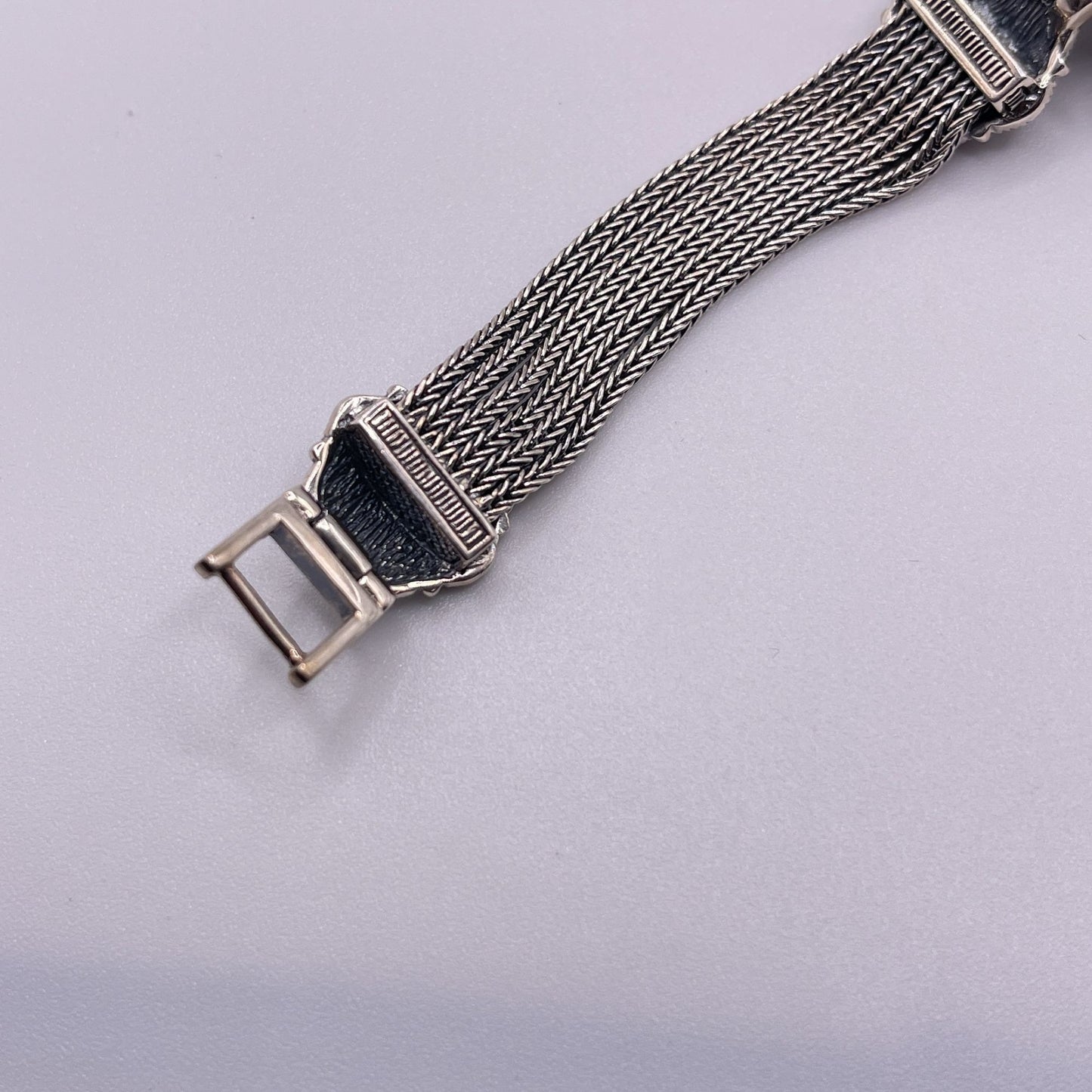 Vintage 925 Sterling Silver Black Onyx Cable Bracelet Filigree Design Secure Clasp