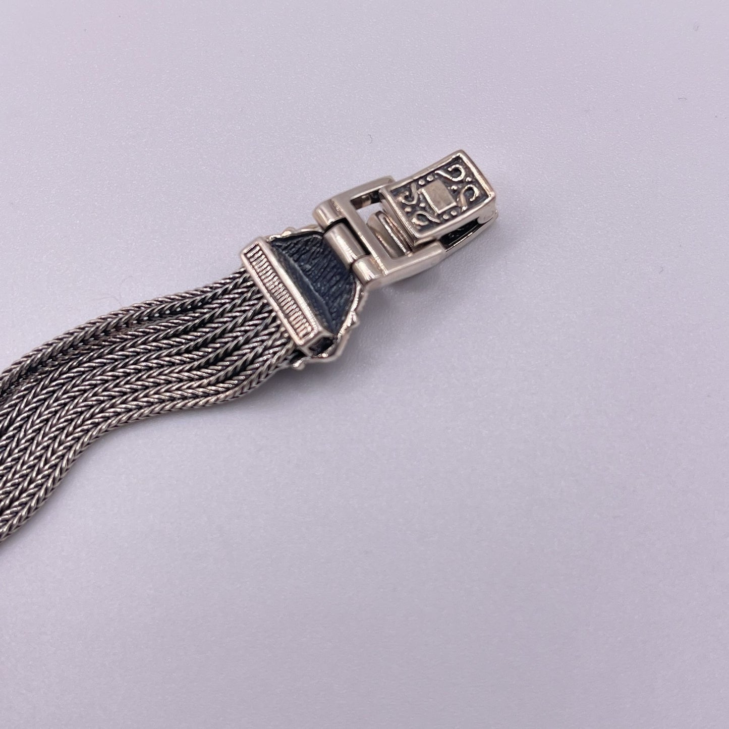 Vintage 925 Sterling Silver Black Onyx Cable Bracelet Filigree Design Secure Clasp