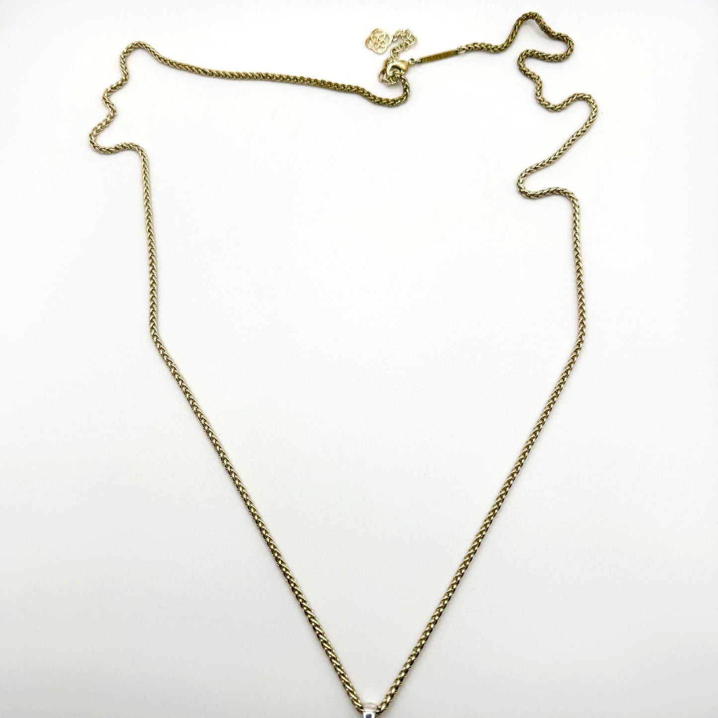 Kendra Scott Aiden Pendant Necklace Long Filigree Teardrop Design Silver & Gold Mixed Metal