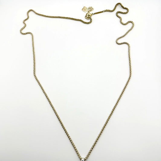 Kendra Scott Aiden Pendant Necklace Long Filigree Teardrop Design Silver & Gold Mixed Metal
