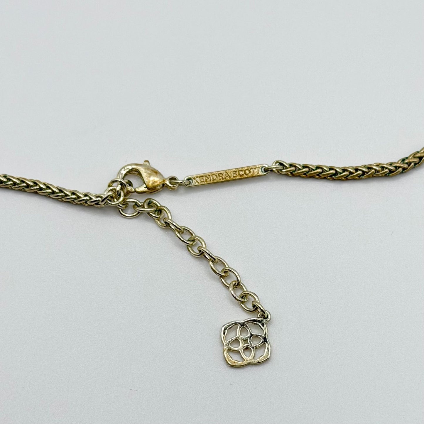 Kendra Scott Aiden Pendant Necklace Long Filigree Teardrop Design Silver & Gold Mixed Metal