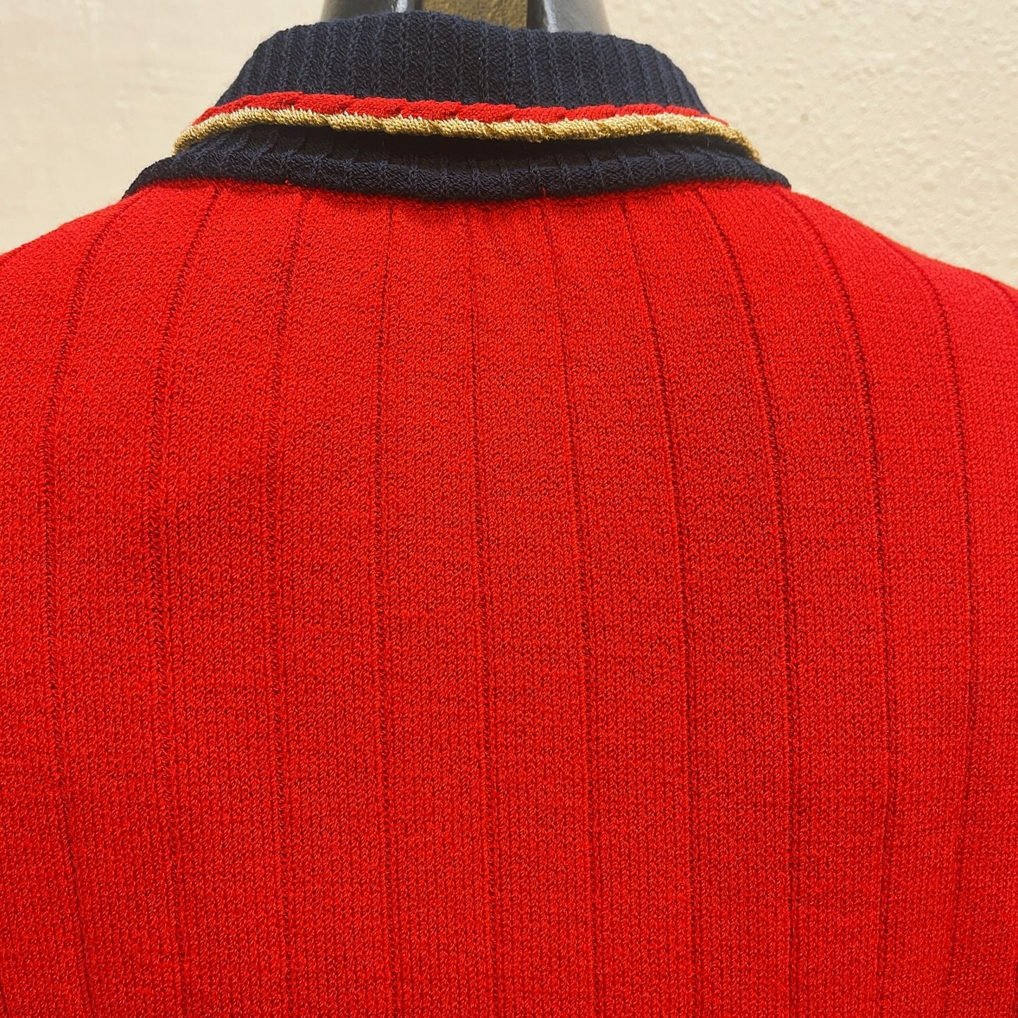 *St John Collection Vintage Marie Gray Red Navy Front Zip Cardigan L