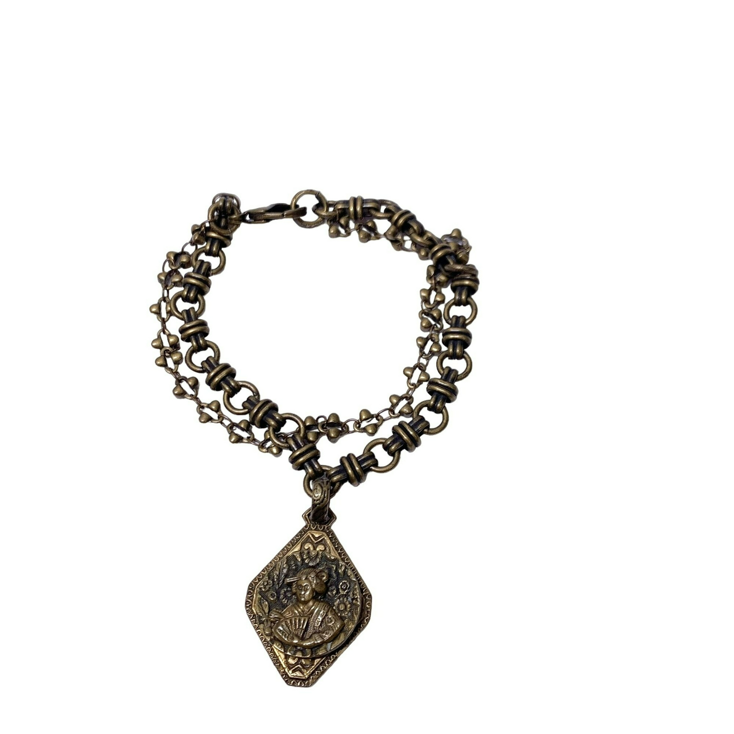 *Bronze Double Chain Pendant Bracelet