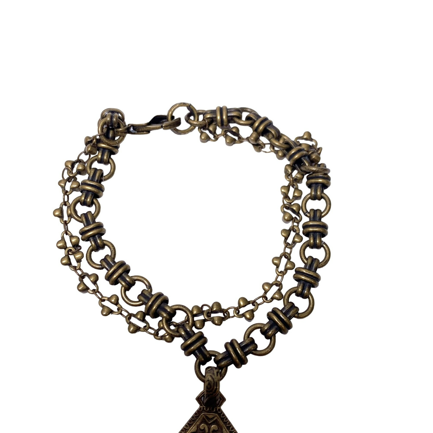 *Bronze Double Chain Pendant Bracelet